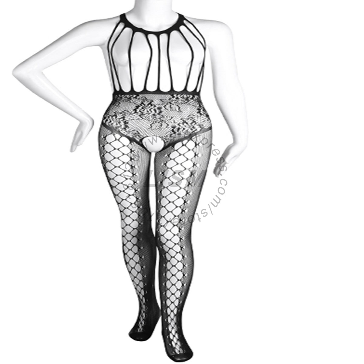 Bodystocking Fishnet - LISM Seksowne body z wycięciem na
