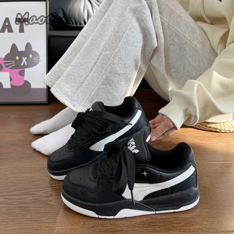Vans Shoes Old Skool - Damskie czarno-białe skórzane buty do skateboardingu