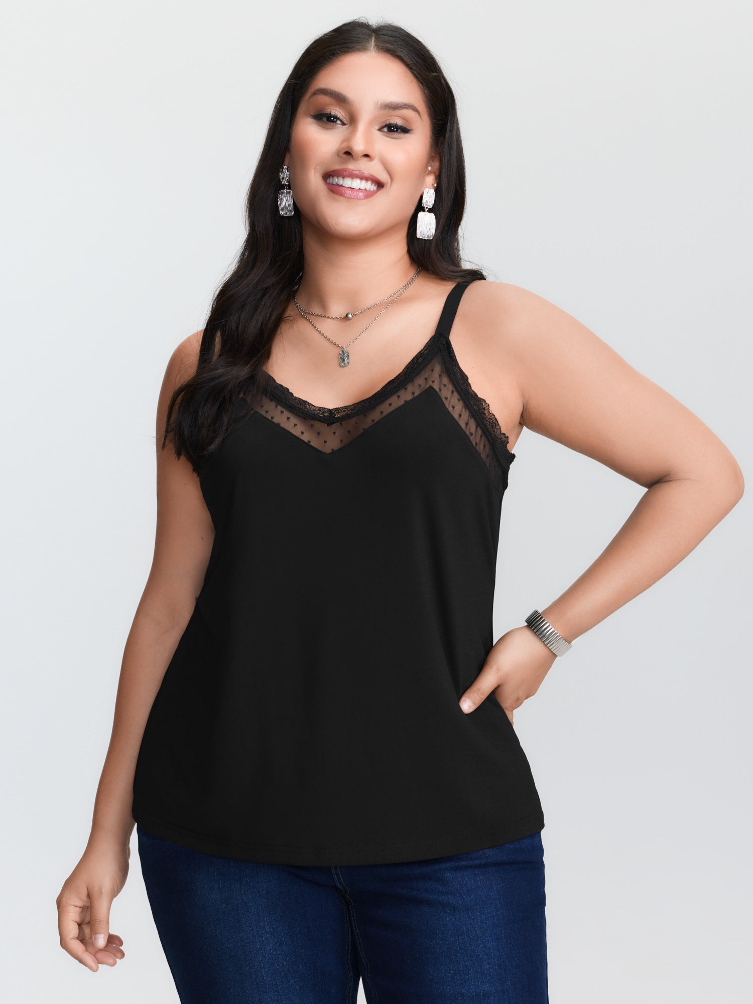 Czarna dzianinowa koszulka na  – Cami Top Lace recenzja i cena